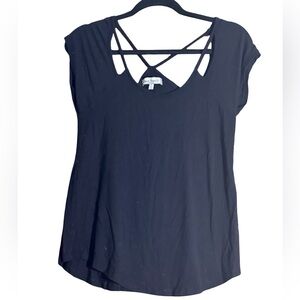 Crave Fame Black Strappy Short Sleeve Top